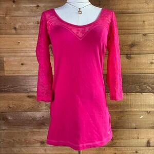 Y2K Women's Hollister Co. pink lace long sleeve top